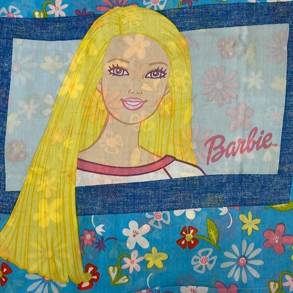 Y2K Barbie Pillow Case Flower Power Denim Look VTG Dan River Bedding NOS-NWOT